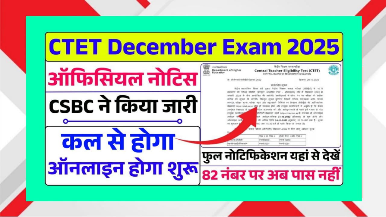 CTET December Exam 2025 Official Notice Out